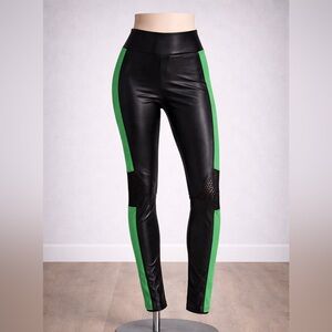 Koral Black and Green Mesh Leggings Size Small